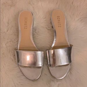 SCHUTZ Elke Slide Sandal In Silver
